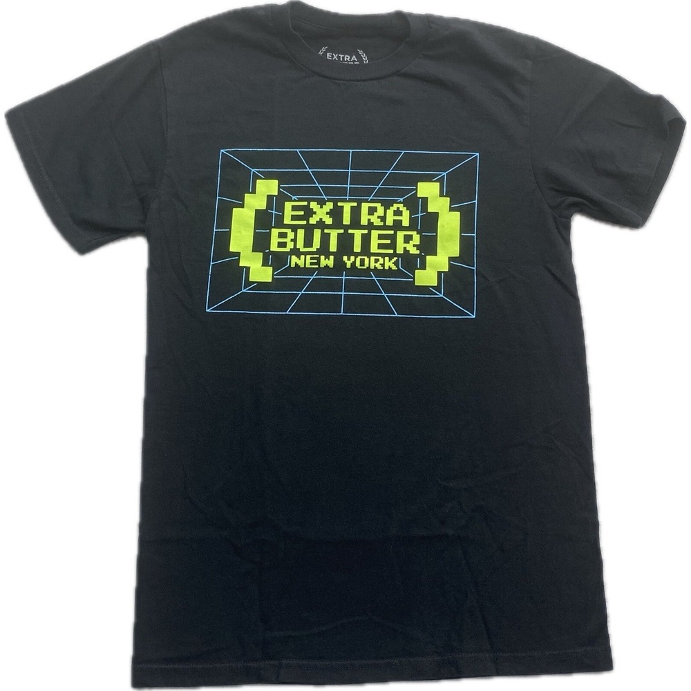 EXTRA BUTTER Black Logo Skateboard T-Shirt Short Sleeve Crew New York NY - SMALL